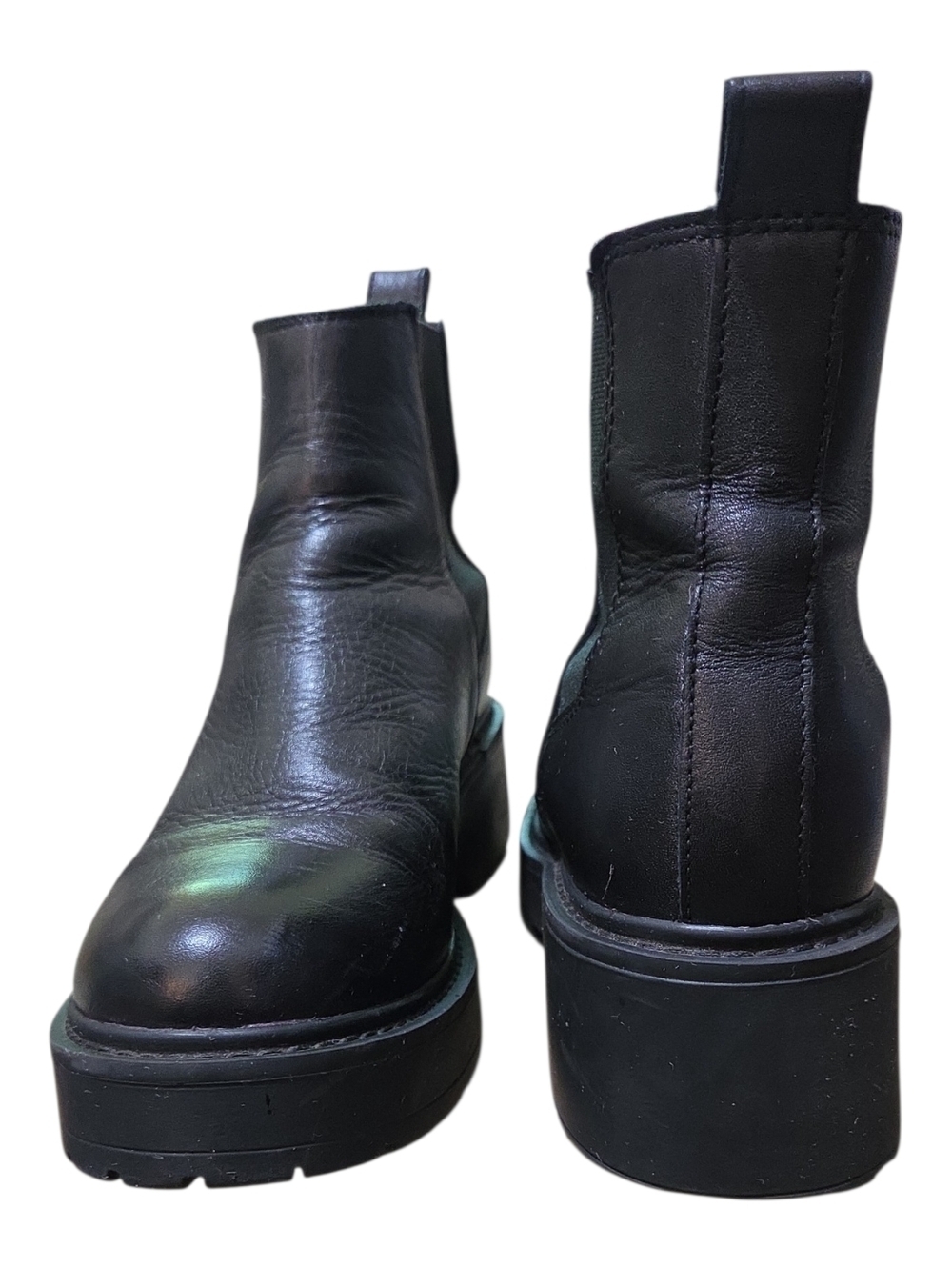 Steve Madden Black Leather Platform Chelsea Ankle Boots Size 8M - Picture 8 of 13